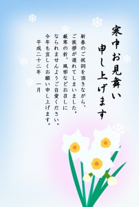 寒中見舞いー水仙 平成22年用