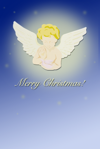 天使のクリスマスカード(PNG)